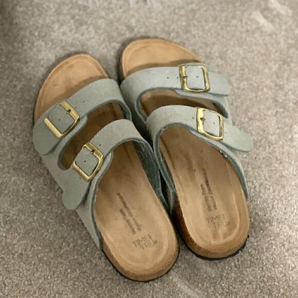 EVAFOAM PASTEL SEAGREEN | TAN | LEATHER | ALL SEASON BUCKLE SOFT SANDAL - Picture 4 of 5